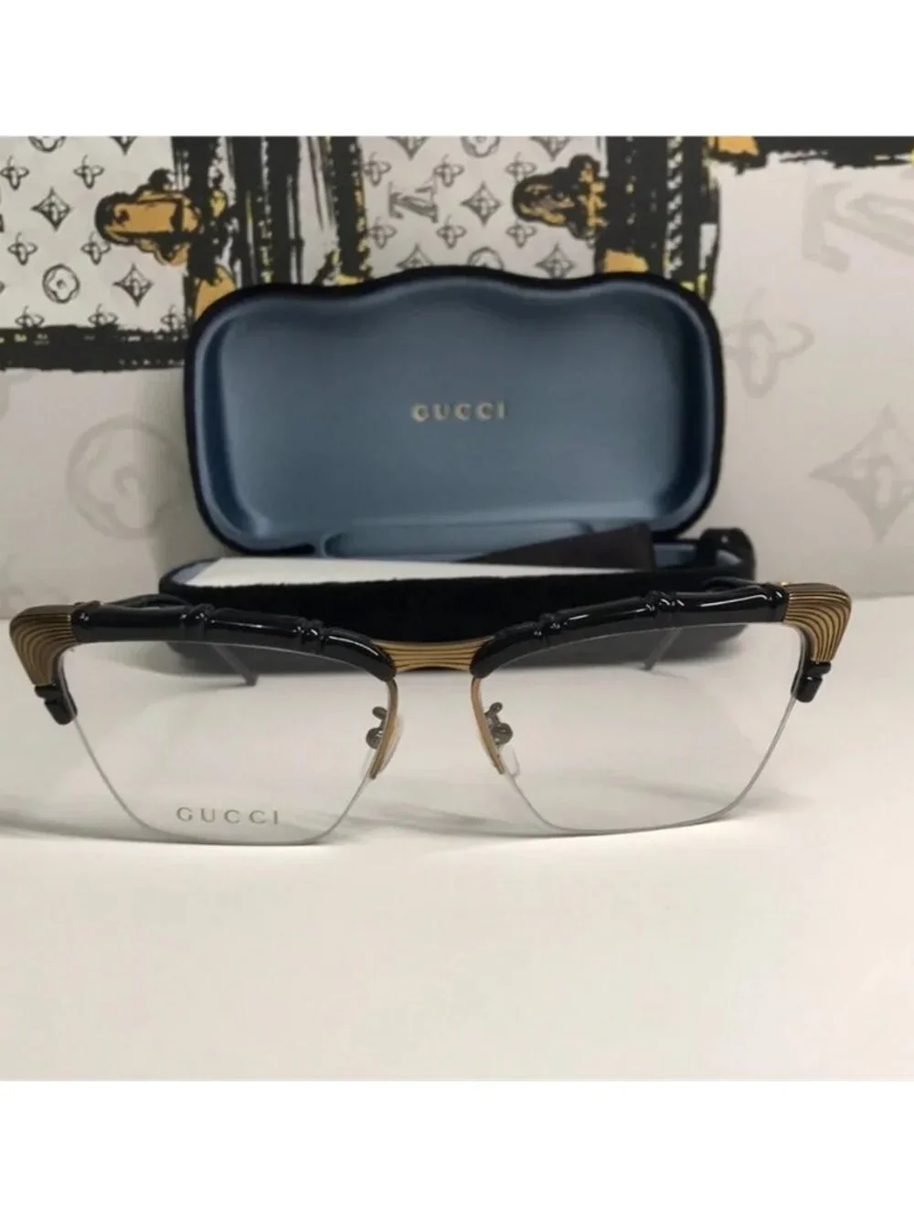 New Authentic Gucci Black and Brown Eyeglasses GG0660o 001